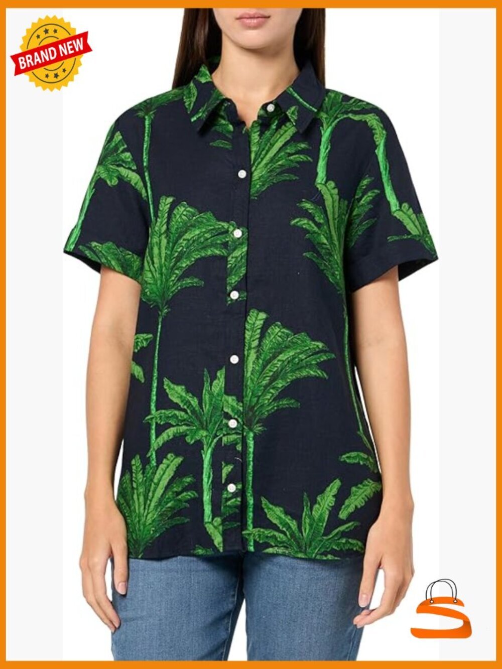 Short Sleeve Linen Blend Button Up Camp Shirt